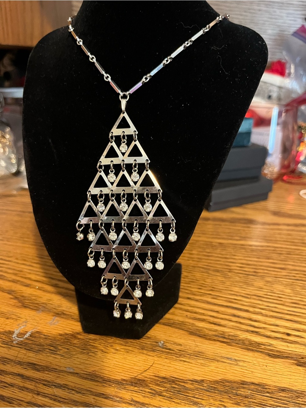 Sarah Coventry Silver-Tone Geometric Chandelier Necklace